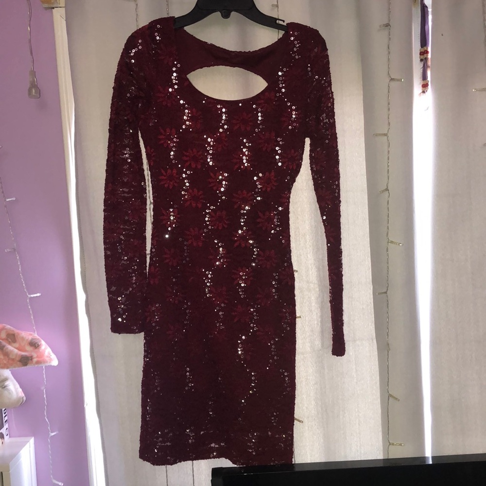Red mesh-like Cocktail dress